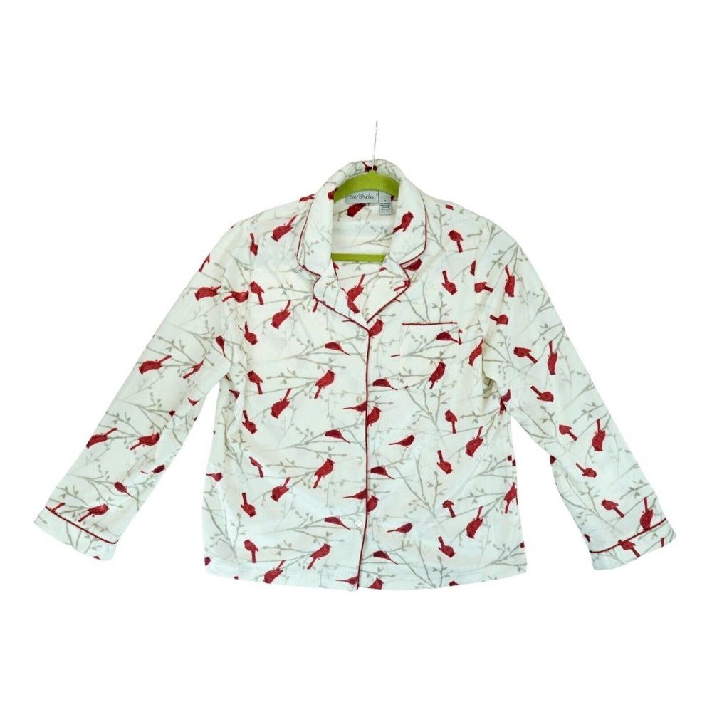 Bay Studio Women's‎ 2-pc. Cardinal Print Fleece Pajama Set Size Medium M